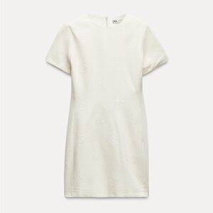 Zara Cream Embroidered Mini Dress